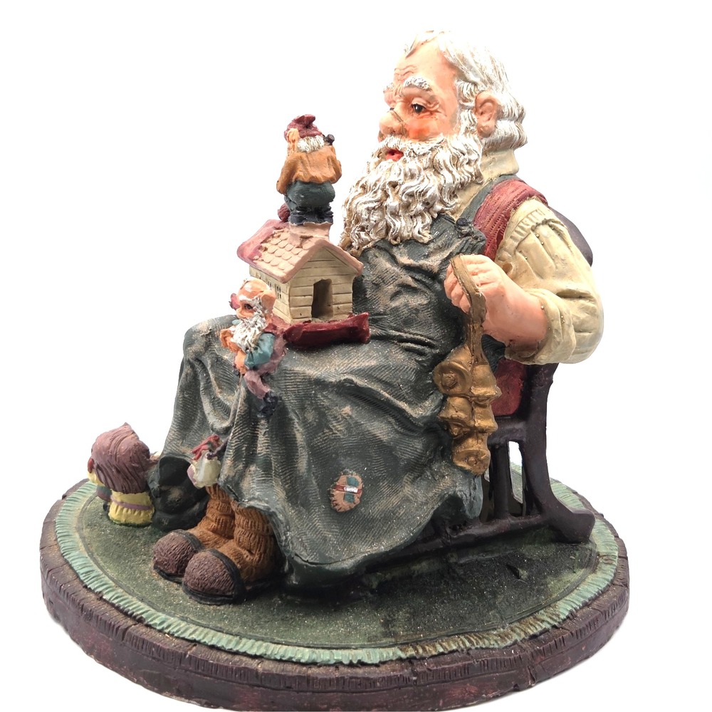 LARGE Christmas Santa Claus Sitting with His Elves 10" Tall DETAILED